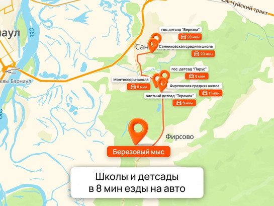Детские сады и школы в Березовом мысе в 8 минутах езды, Фирсово, застройщик Два Этажа