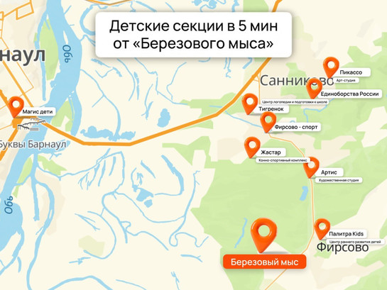 Детские кружки и секции в Березовом мысе в 5 минутах езды, Фирсово, застройщик Два Этажа