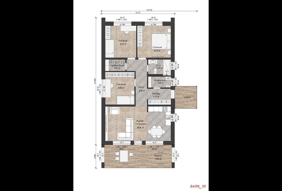 Проект дома «BARN_90» , планировка