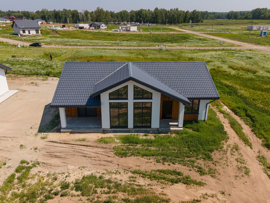 Строящийся дом 110 м.кв из газобетона от застройщика в Барнауле, ЖК Березовый мыс, ул. Булгакова 41, фасад фото 4