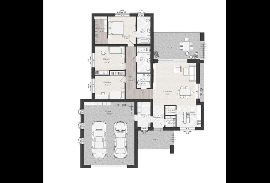 Планировка дома FLAT 200 200 кв. метров, 6 фото