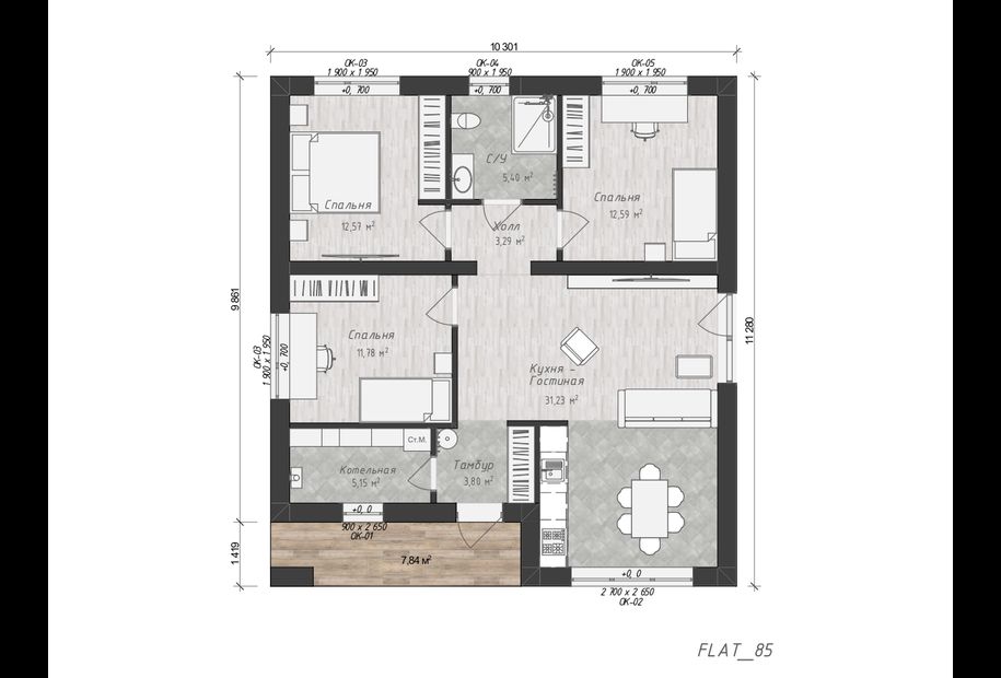 Проект дома «FLAT_85», 2