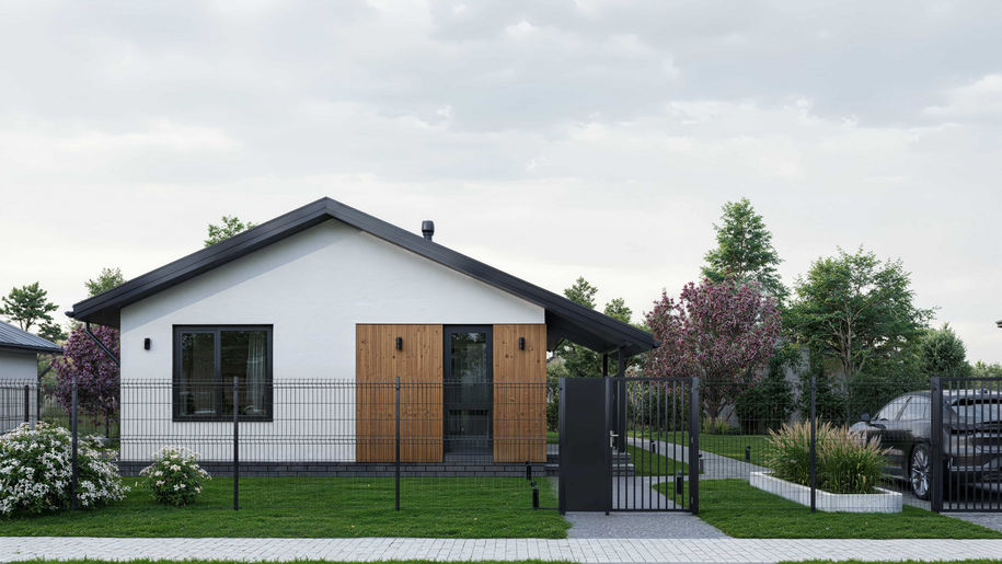 Проект дома из газобетона One_72 с панорамными окнами, фото 3